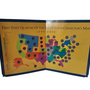 State Quarters Collectors Map Large First State Quarters United States 1999-2008